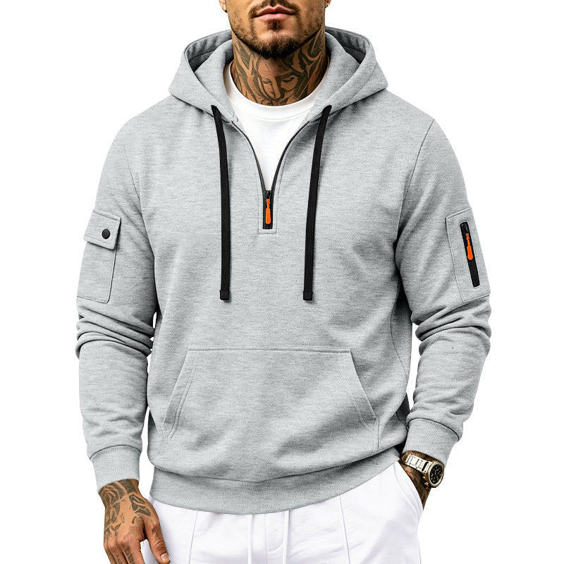 Men's Heavyweight Fleece Lined Hooded Sweatshirt Loose Fit Casual Workwear for Autumn and Winter