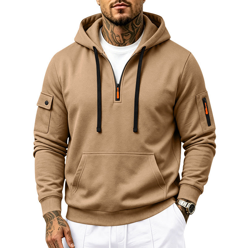 Men's Heavyweight Fleece Lined Hooded Sweatshirt Loose Fit Casual Workwear for Autumn and Winter