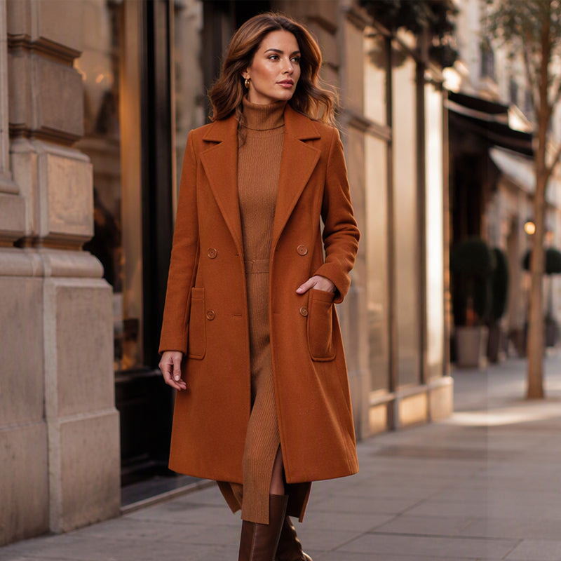 Women's Double-Breasted Woolen Coat