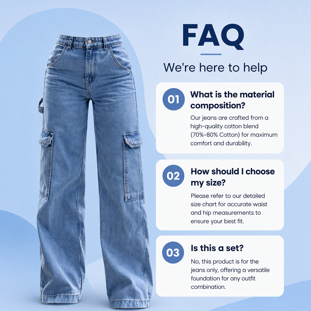 Women's High-Waisted Stretch Denim Cargo Pants