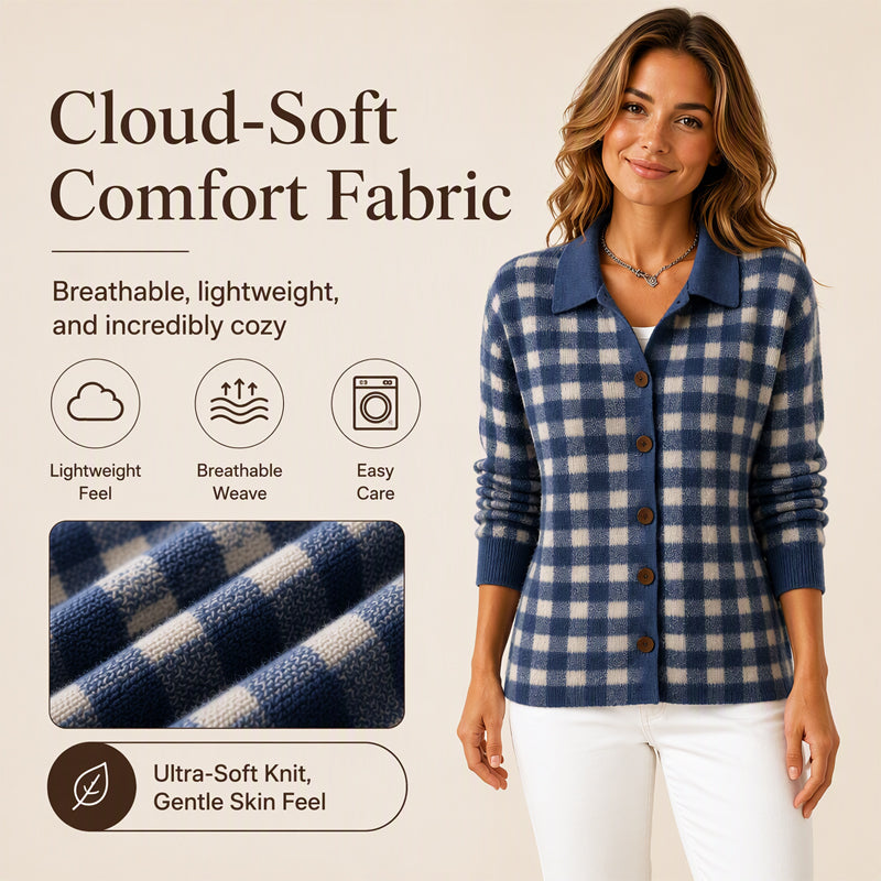 Women's Plaid Button-Down Knit Sweater