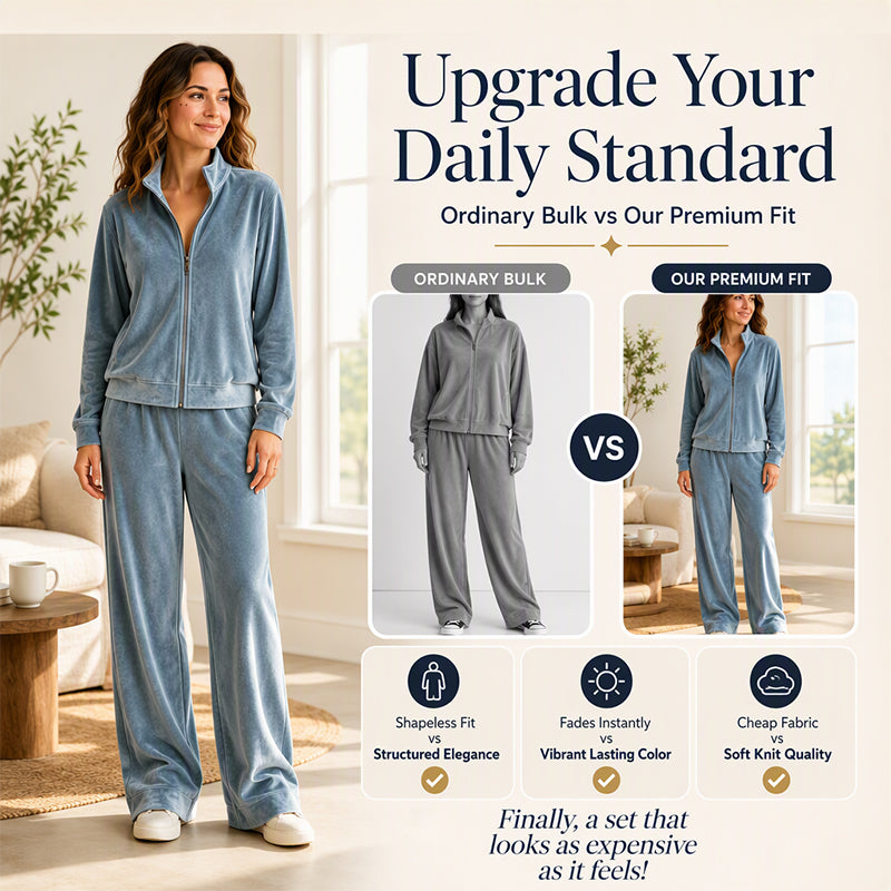 Women's Faux Suede Zip-Up Jacket & Pants Set