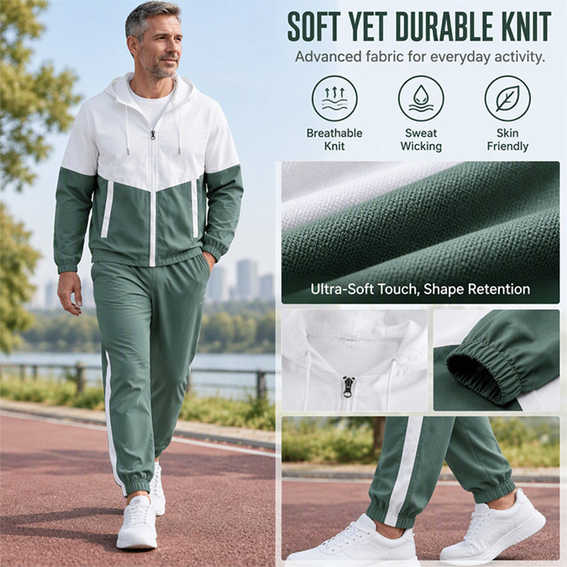 Men's Lightweight Color Block Jacket and Joggers Set