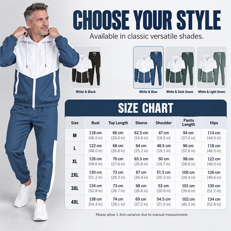 Men's Lightweight Color Block Jacket and Joggers Set