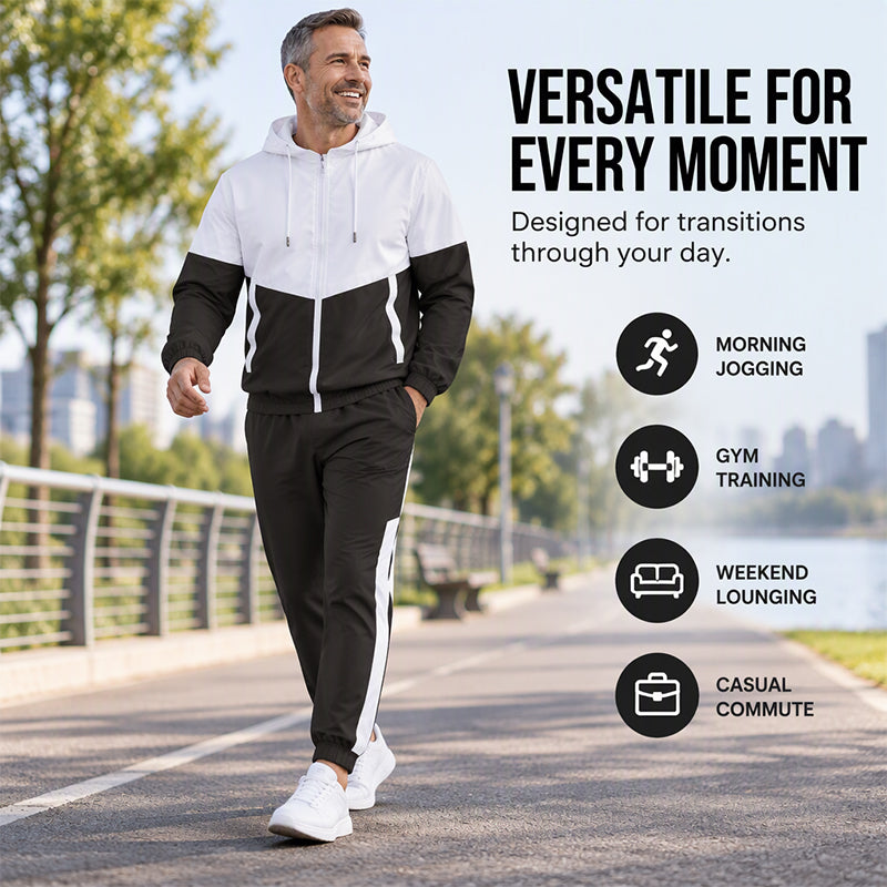 Men's Lightweight Color Block Jacket and Joggers Set