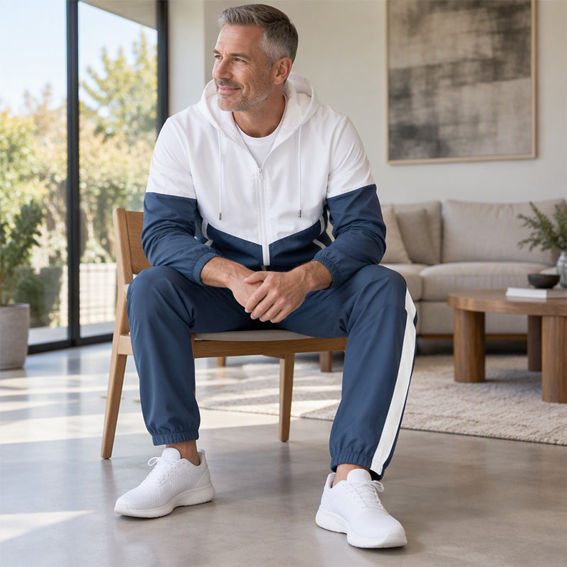 Men's Lightweight Color Block Jacket and Joggers Set