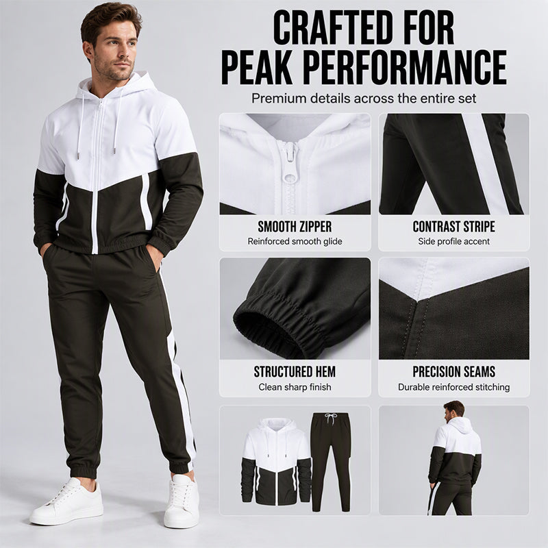 Men's Lightweight Color Block Jacket and Joggers Set
