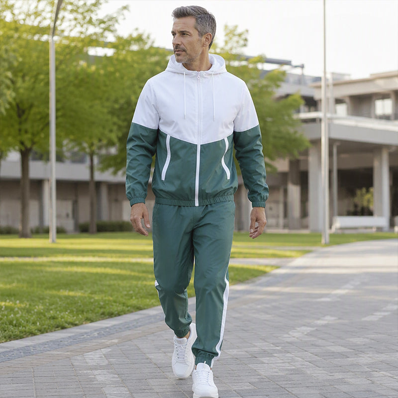Men's Lightweight Color Block Jacket and Joggers Set