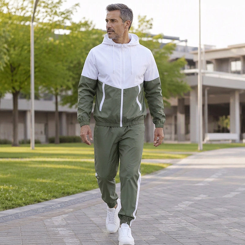 Men's Lightweight Color Block Jacket and Joggers Set