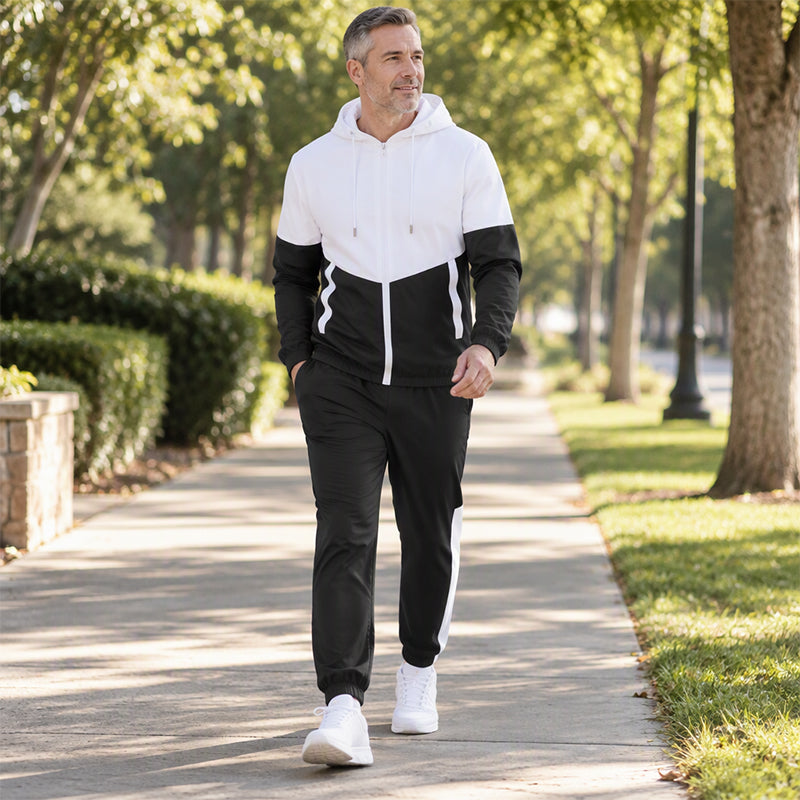 Men's Lightweight Color Block Jacket and Joggers Set