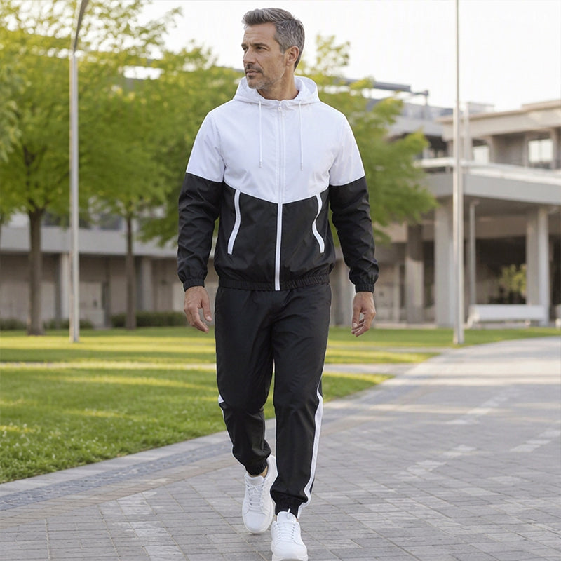 Men's Lightweight Color Block Jacket and Joggers Set