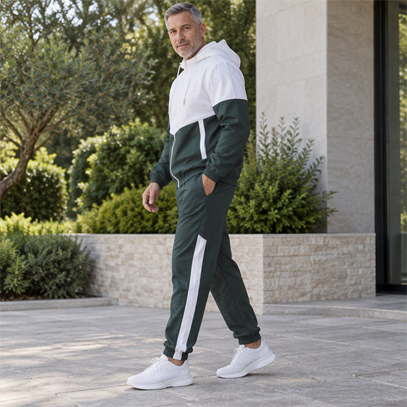 Men's Lightweight Color Block Jacket and Joggers Set