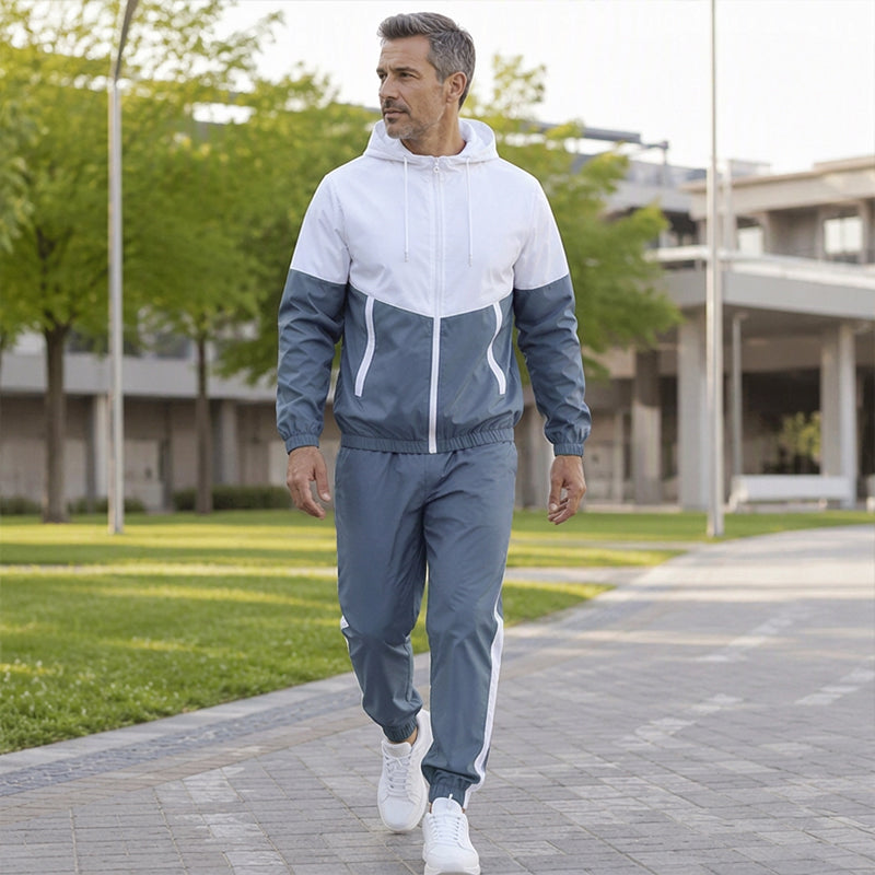 Men's Lightweight Color Block Jacket and Joggers Set