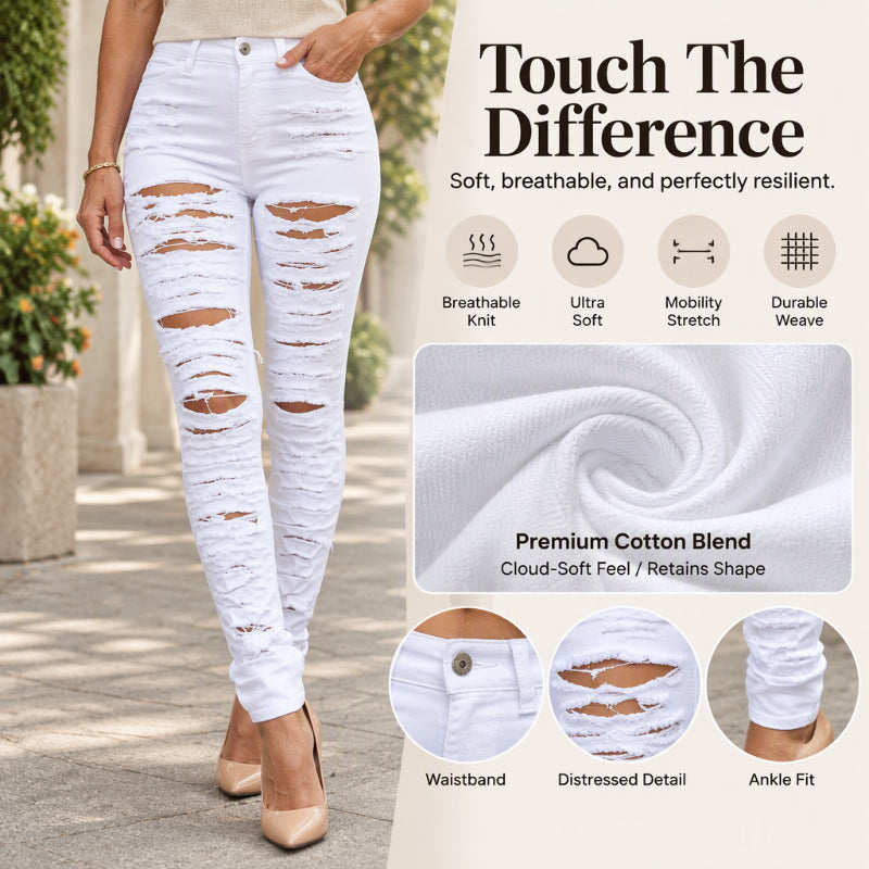 Women's High Stretch Ripped Skinny Jeans