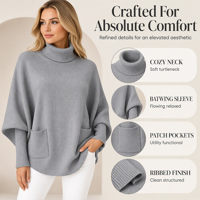 ❄️🧶 Women's Turtleneck Batwing Sleeve Sweater | Cozy Warmth, Flattering Drape – Chic & Comfy for Cold Days ✨