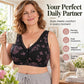 Women's Plus Size Front Button Floral Print Wireless Bra