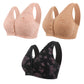 Women's Plus Size Front Button Floral Print Wireless Bra
