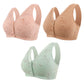 Women's Plus Size Front Button Floral Print Wireless Bra