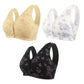 Women's Plus Size Front Button Floral Print Wireless Bra