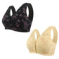 Women's Plus Size Front Button Floral Print Wireless Bra