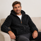 Men's Textured Sherpa Zip-Up Hooded Jacket