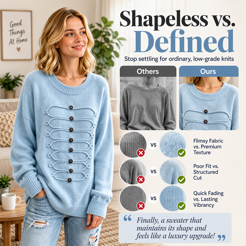 Women's Elegant Crew Neck Braided Sweater