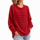 Women's Elegant Crew Neck Braided Sweater