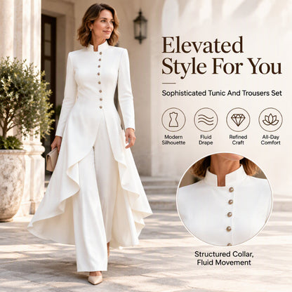 💜Free Shipping🖤Women's Elegant Longline Coat and Wide-Leg Pants Set