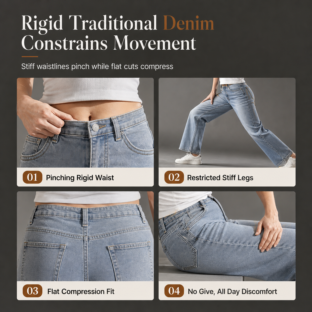Women's High Waisted Wide Leg Jeans with Split Hems