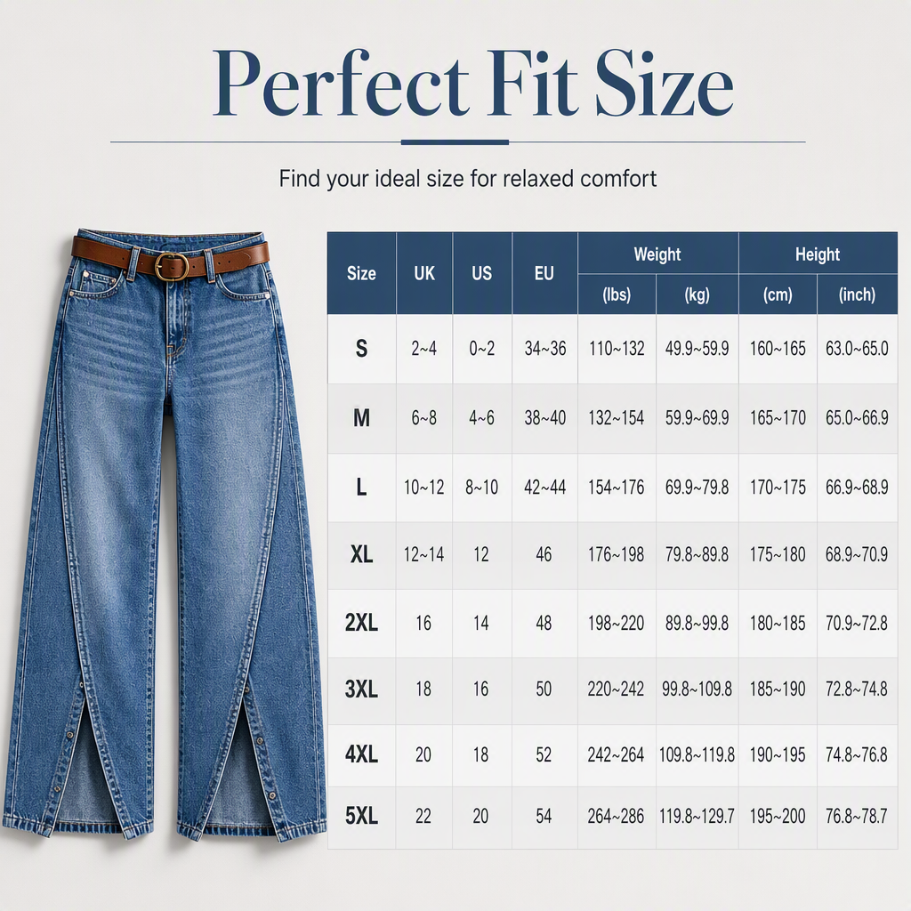 Women's High Waisted Wide Leg Jeans with Split Hems