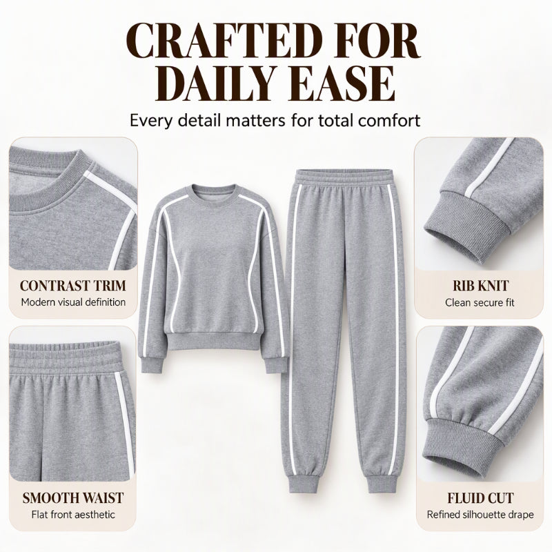 💖Black Friday Mega Deal – 50% off!💖 🏃‍♀️Women's Contrast Piping Sweatshirt & Joggers 2-Piece Set🩷Free Shipping