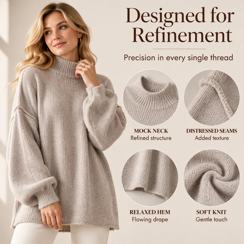 💖Black Friday Mega Deal – 50% off!💖 Women's Loose-Fit Mock Neck Knit Sweater