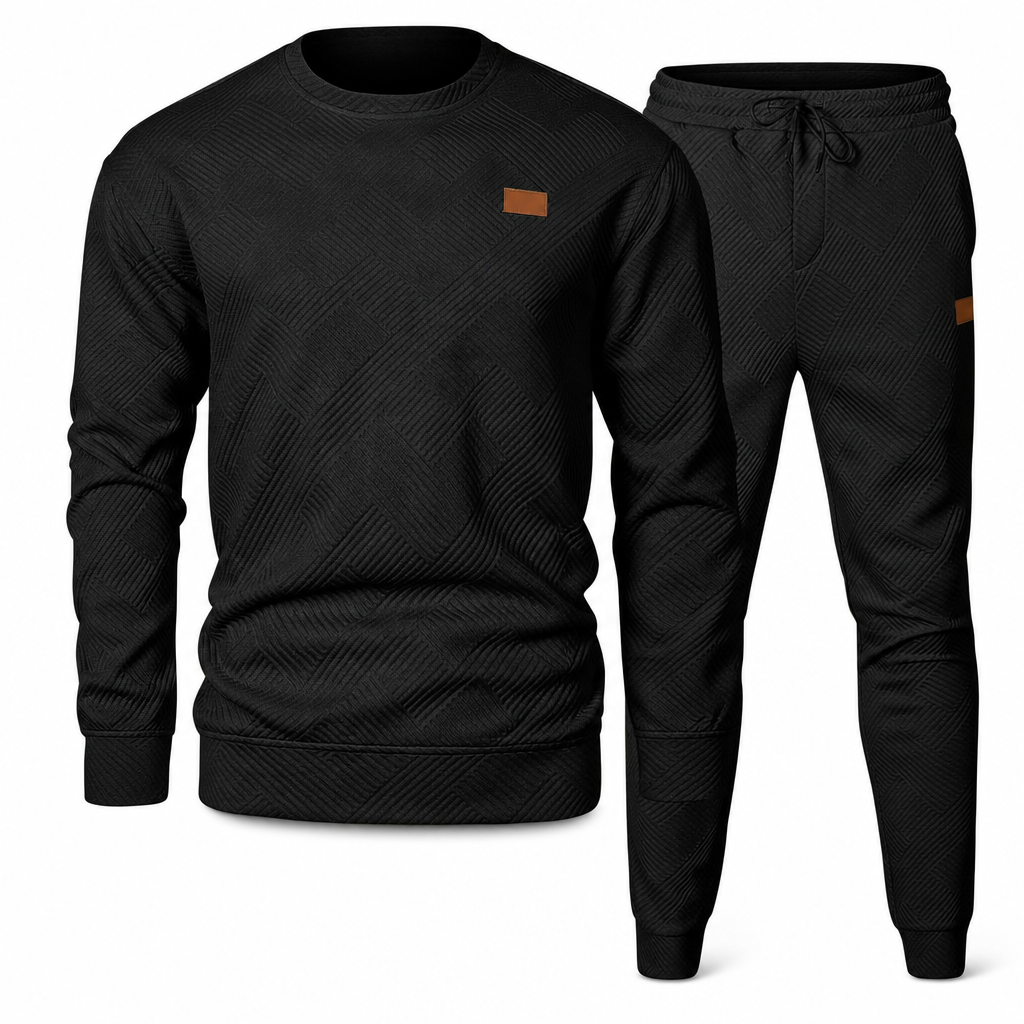 Men's Casual Knitwear Set Autumn Winter Crew Neck Jacquard Knit Sweater Suit