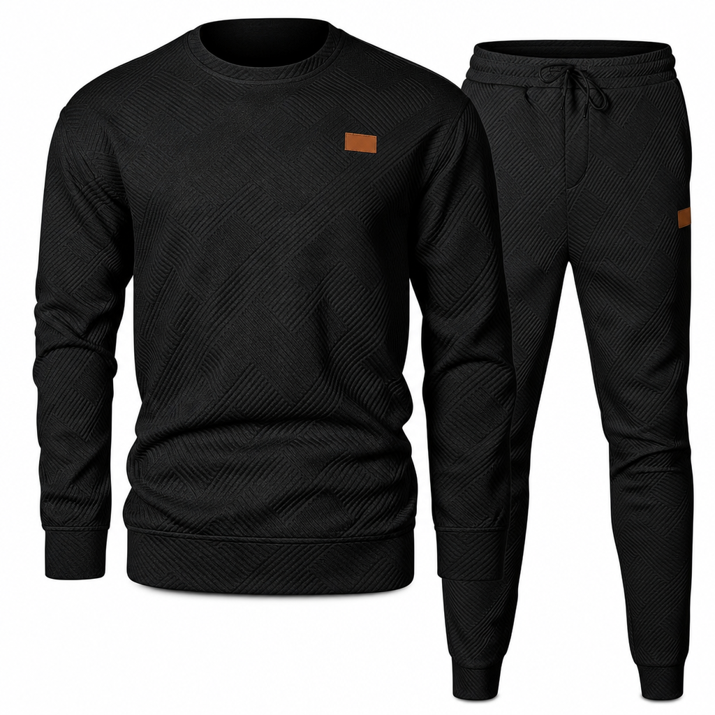 Men's Casual Knitwear Set Autumn Winter Crew Neck Jacquard Knit Sweater Suit