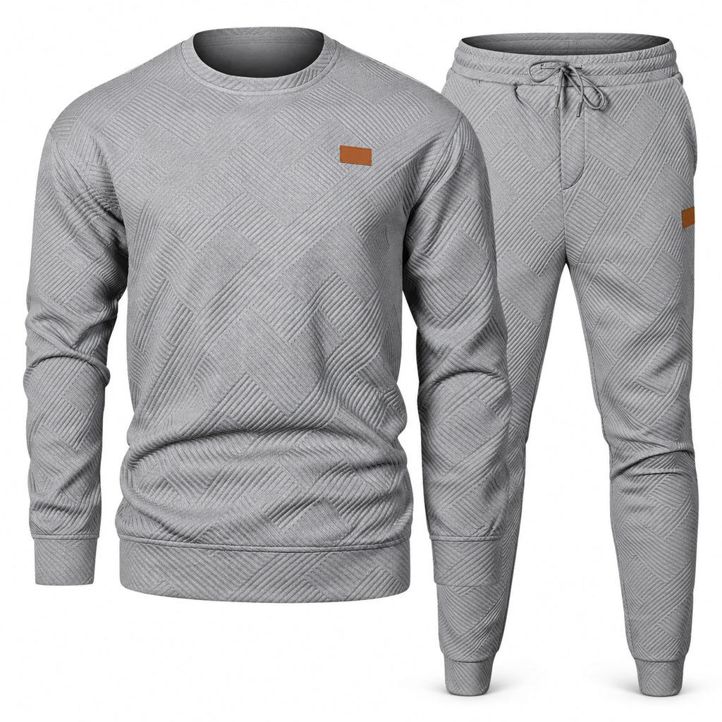 Men's Casual Knitwear Set Autumn Winter Crew Neck Jacquard Knit Sweater Suit