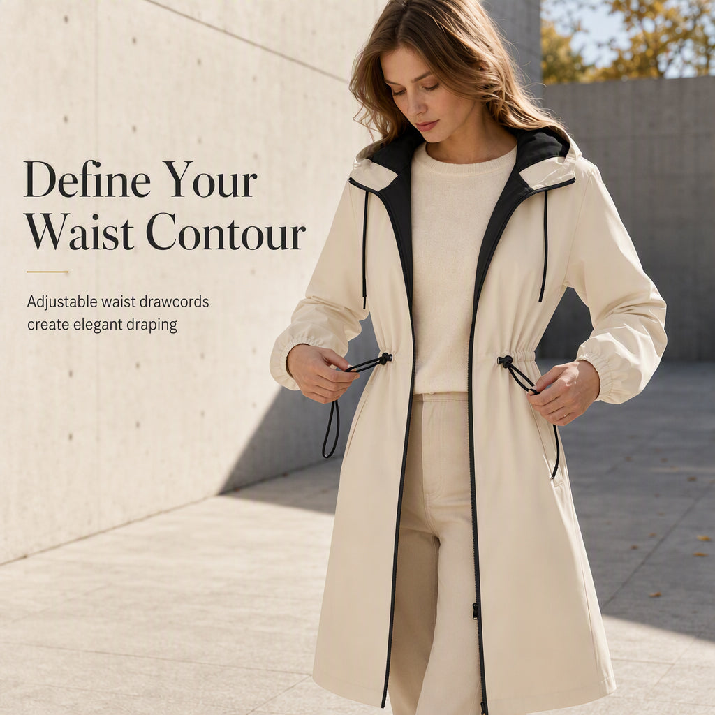 ⏳Limited time offer🔥Women’s Outdoor Windproof Hiking Coat — Adjustable Drawstring Waist | Long‑Line Tailored Fit