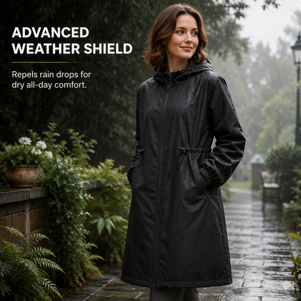 ⏳Limited time offer🔥Women’s Outdoor Windproof Hiking Coat — Adjustable Drawstring Waist | Long‑Line Tailored Fit