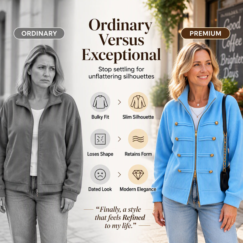 Women's Casual Ribbed Zip Up Jacket
