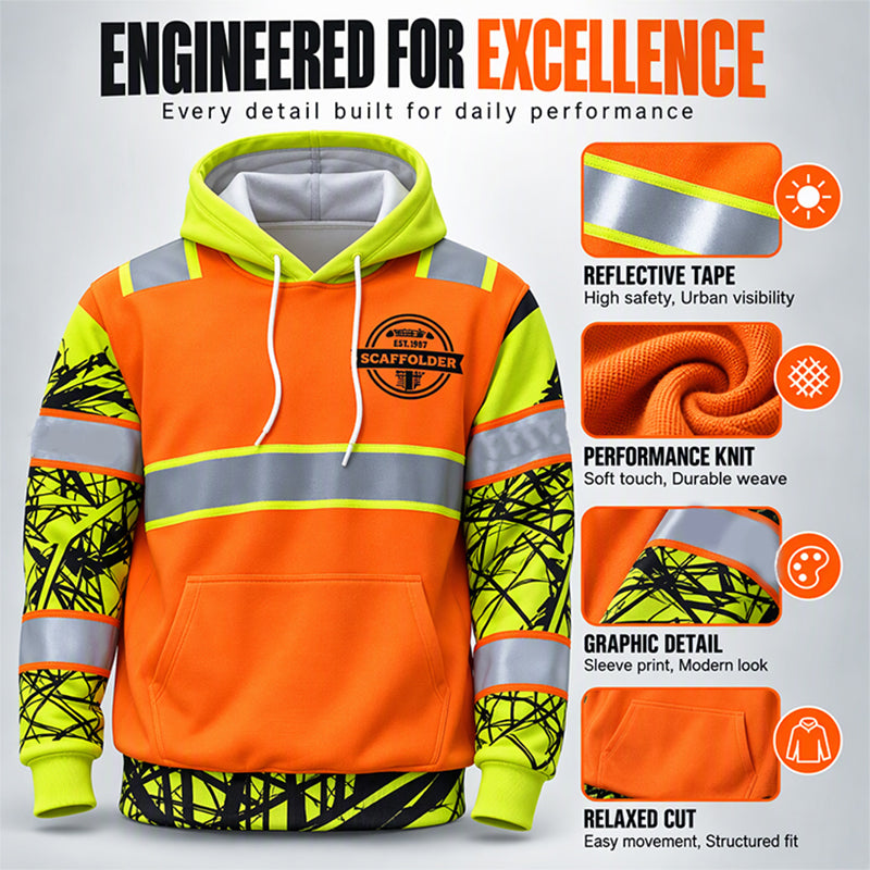 ⚡50% OFF Today⚡Men's High Visibility Reflective Hooded Sweatshirt