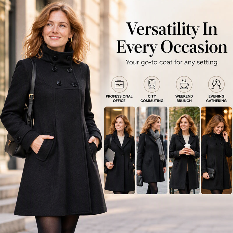 Women's Casual Mid-Length Double-Breasted Coat