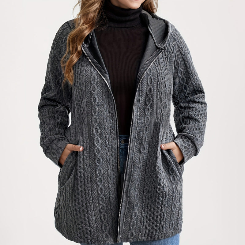 Relaxed Fit Hooded Jacket with Textured Weave