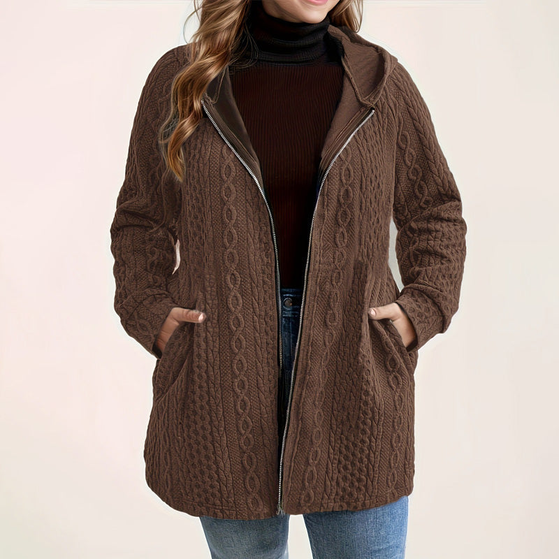 Relaxed Fit Hooded Jacket with Textured Weave