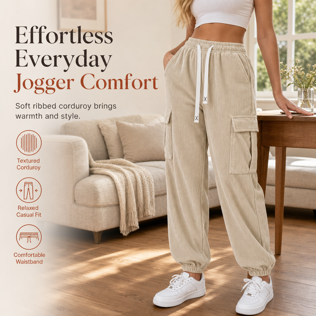Women's Casual Corduroy Jogger Pants