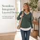 Faux Two Piece Layered Knit Sweater Casual Pullover Top