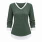 Faux Two Piece Layered Knit Sweater Casual Pullover Top
