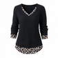 Faux Two Piece Layered Knit Sweater Casual Pullover Top