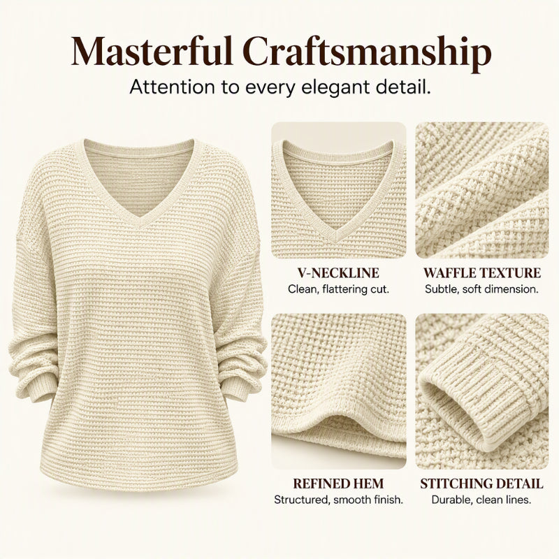 🌸LAST DAY SPECIAL PRICE!!🌸Women's Casual V-Neck Waffle Knit Top