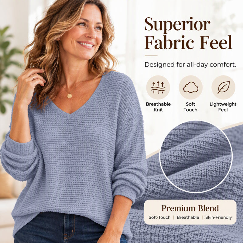 🌸LAST DAY SPECIAL PRICE!!🌸Women's Casual V-Neck Waffle Knit Top