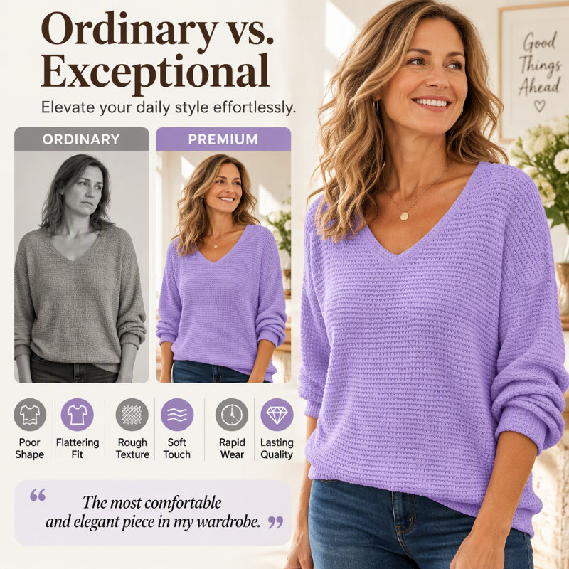 🌸LAST DAY SPECIAL PRICE!!🌸Women's Casual V-Neck Waffle Knit Top