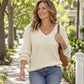 🌸LAST DAY SPECIAL PRICE!!🌸Women's Casual V-Neck Waffle Knit Top
